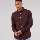 Mens Gray Long Sleeve Shirt Burgundy/Navy