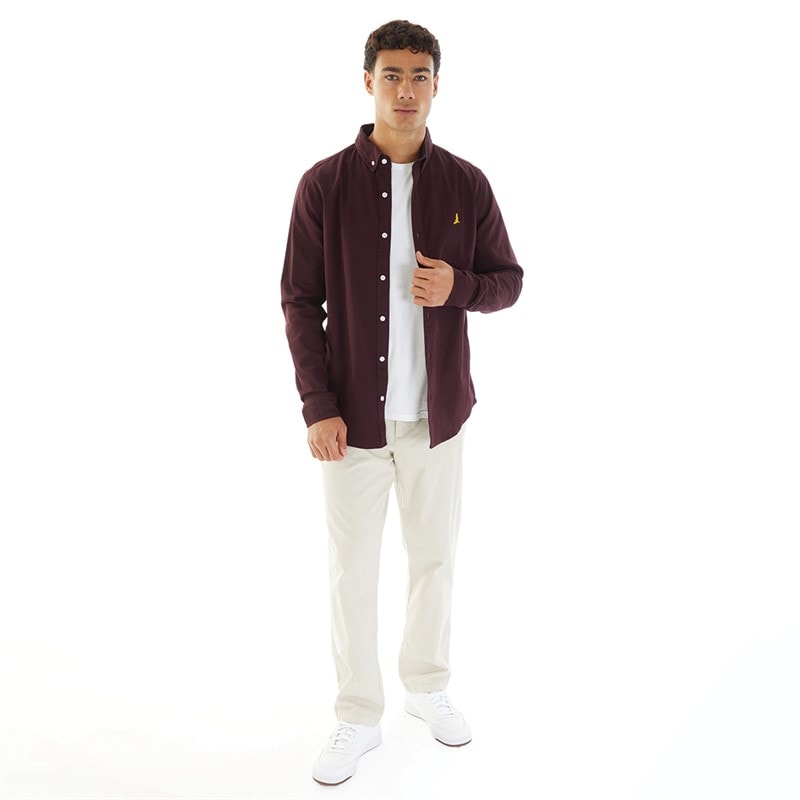 Mens Gray Long Sleeve Shirt Burgundy/Navy - Image 3