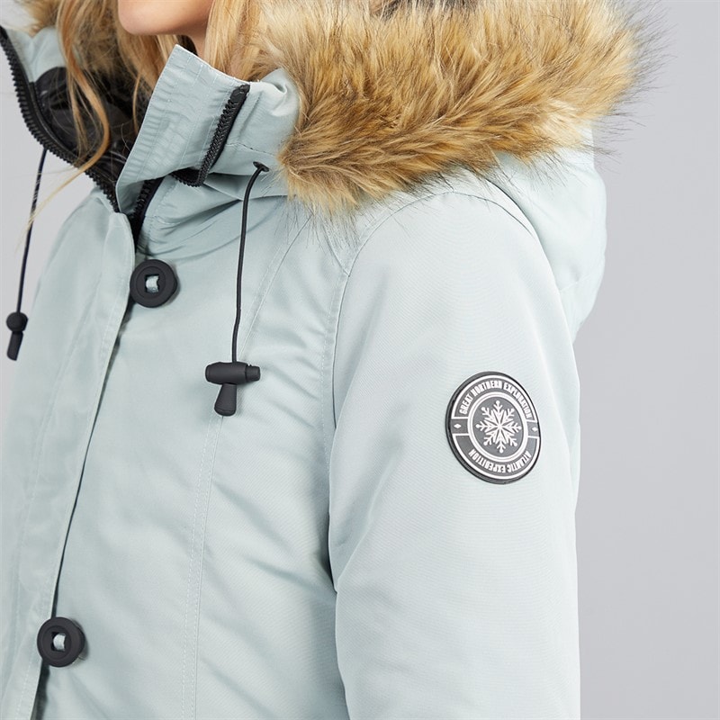 Womens Jacobs Faux Fur Parka Sage - Image 3