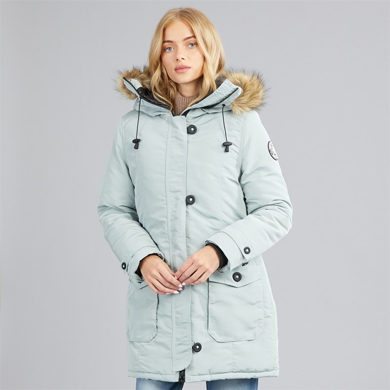 Womens Jacobs Faux Fur Parka Sage - Image 4