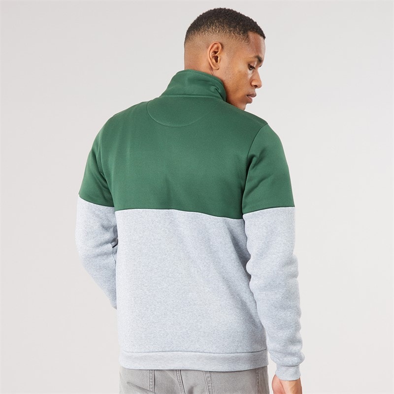 Mens Josh Long Sleeve 1/4 Zip Sweatshirt Bottle Green/Light Grey Marl - Image 2