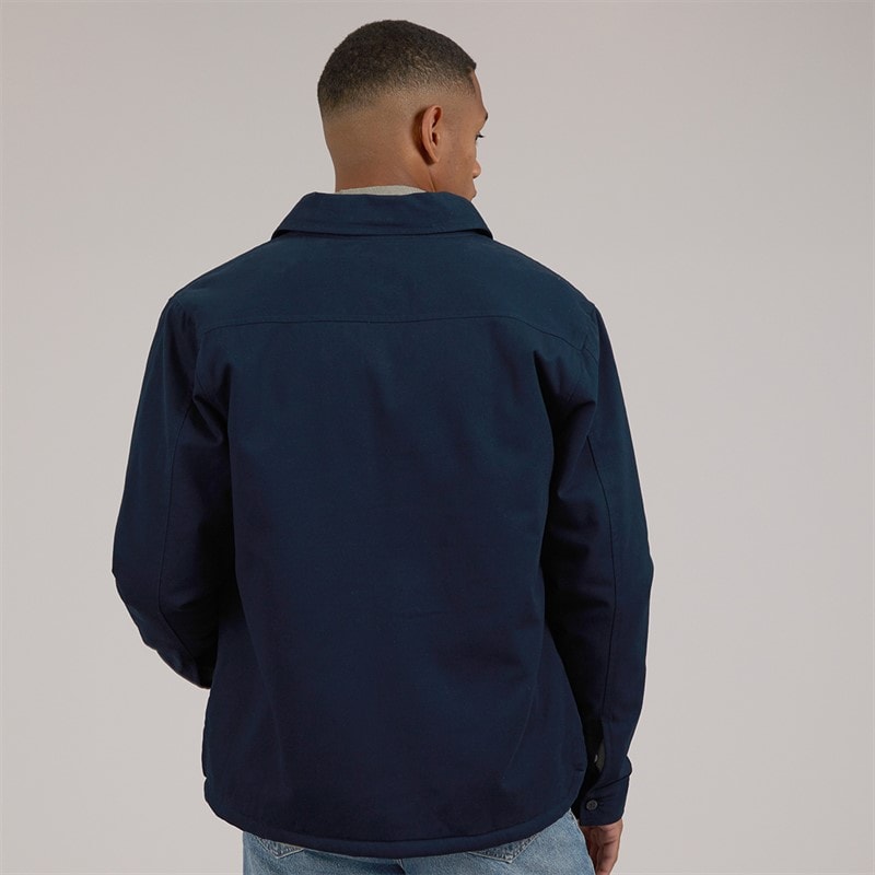 Mens Doigd Long Sleeve Shacket Navy/Ecru Borg - Image 2