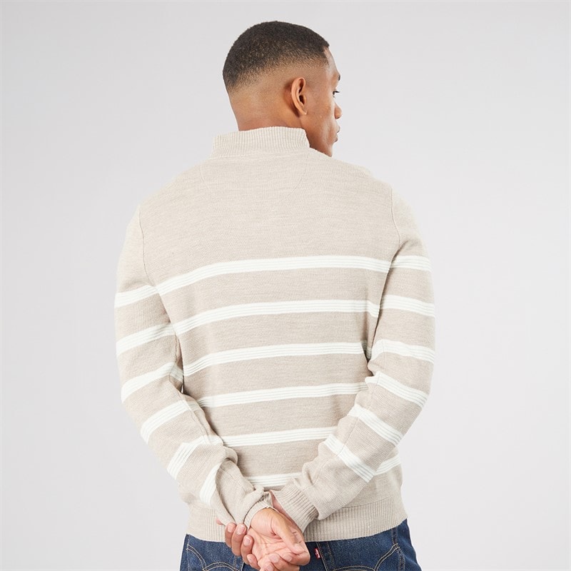 Mens Tarnen 1/4 Zip Jumper Taupe/Ecru - Image 2