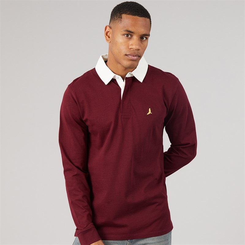 Mens Zeman Rugby Shirt Light Burgundy/Optic White - Image 2
