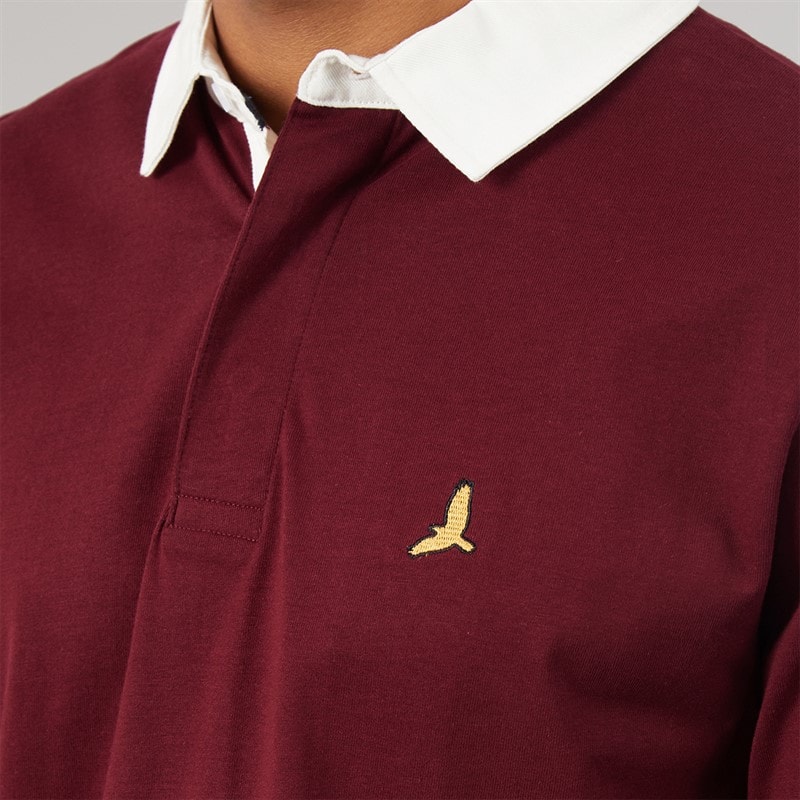 Mens Zeman Rugby Shirt Light Burgundy/Optic White - Image 3