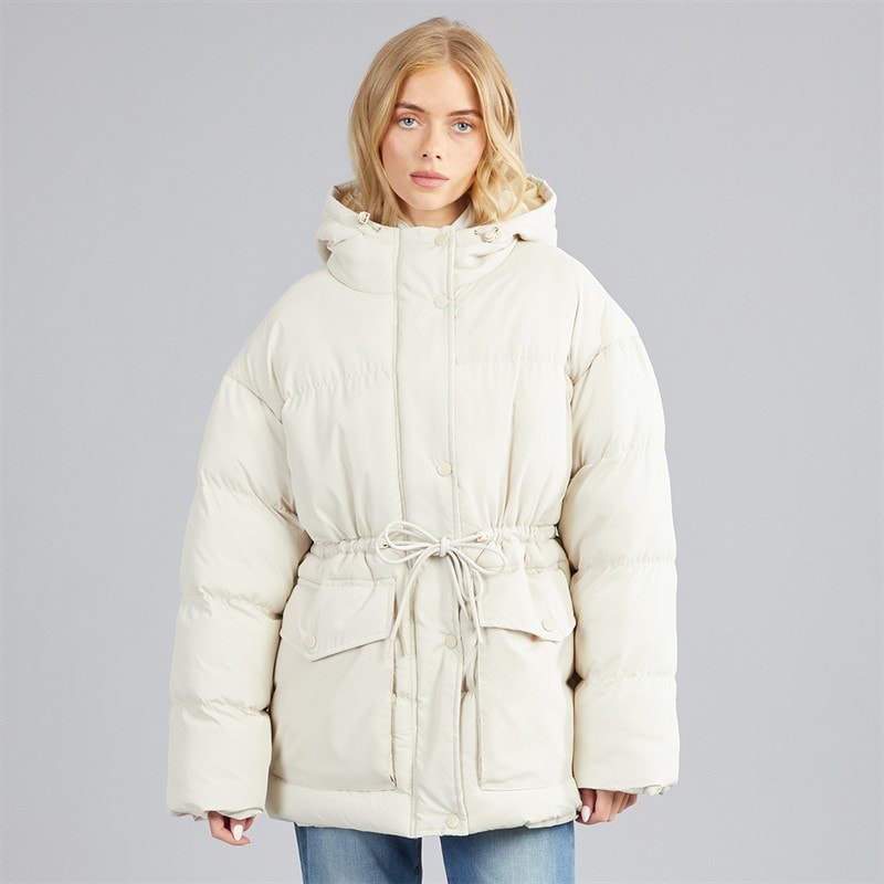 Womens Zia Short Puffer Jacket Cream - Image 3