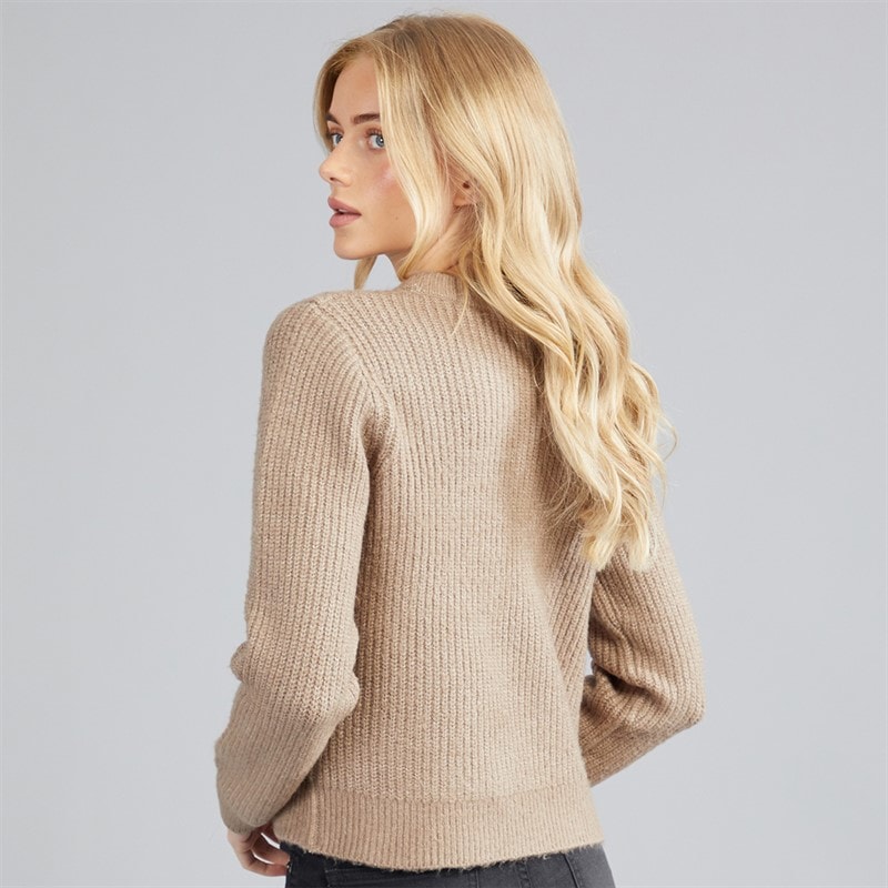 Womens Pretty Fisherman Crew Neck Jumper Mink/Black Bows - Image 2