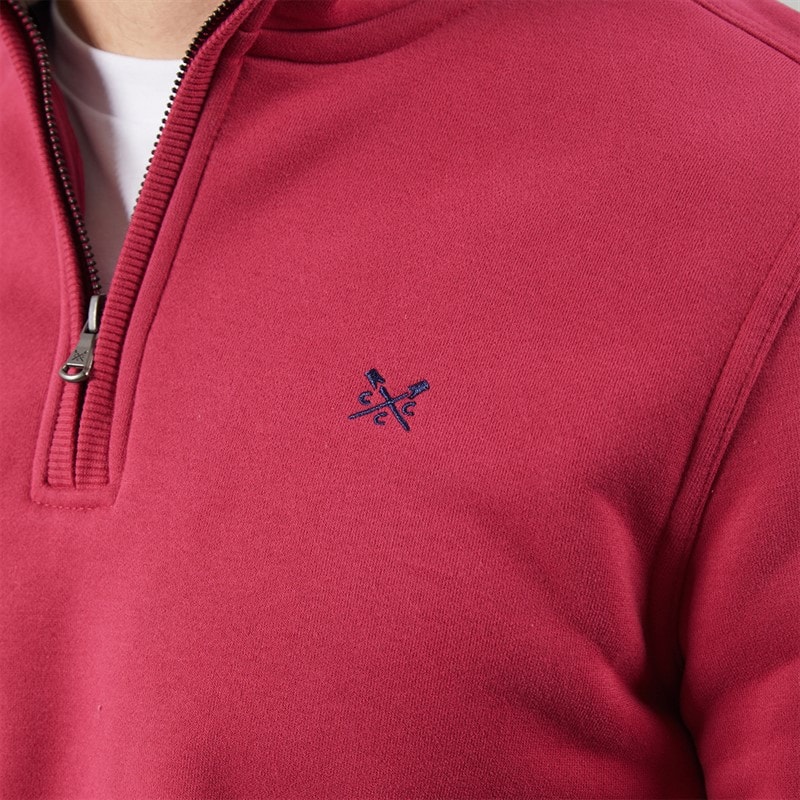 Mens Half Zip Sweatshirt Red Bud - Image 3