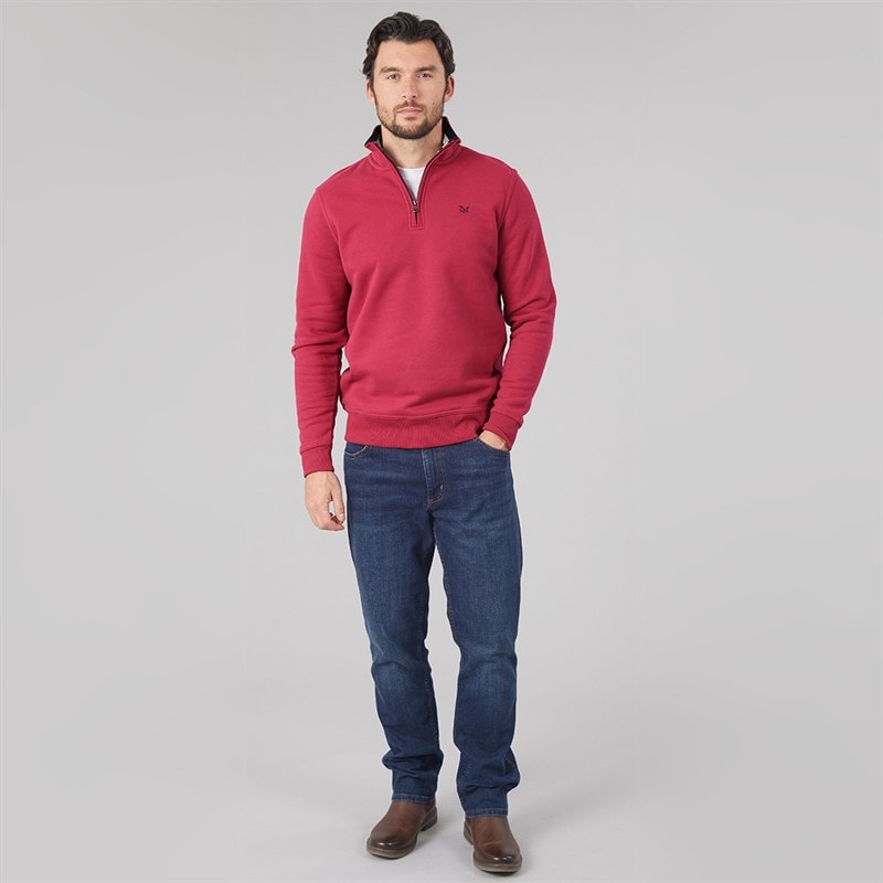 Mens Half Zip Sweatshirt Red Bud - Image 4