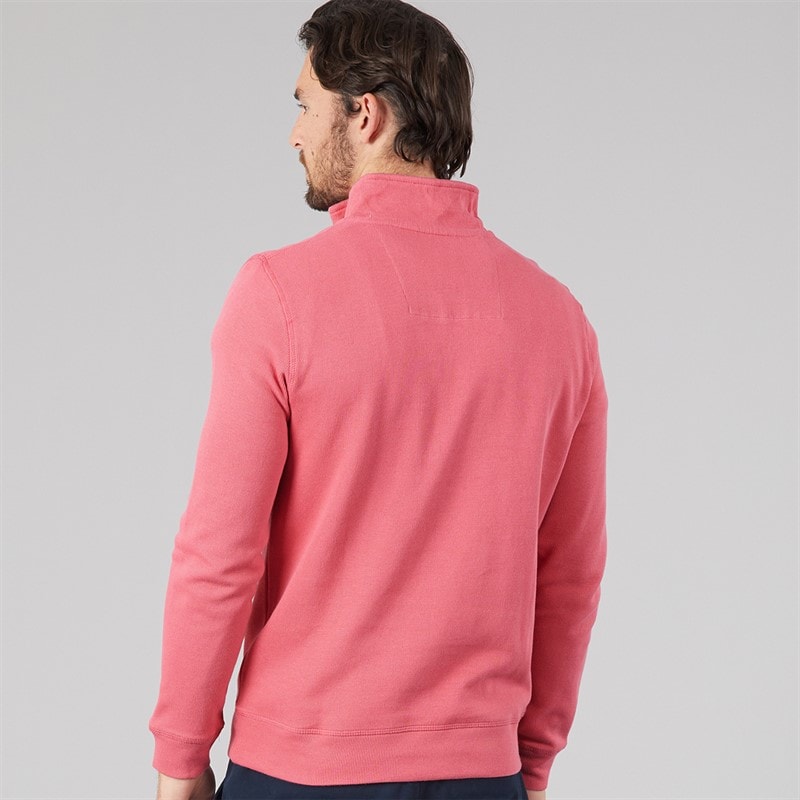 Mens French Rib Half Zip Sweatshirt Rapture Rose - Image 2