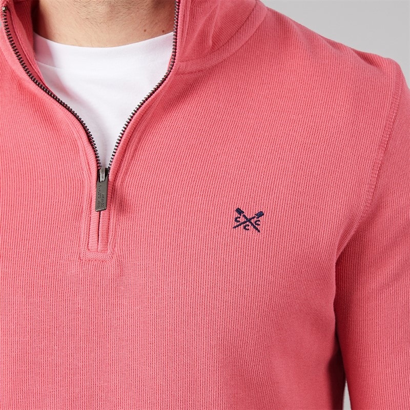 Mens French Rib Half Zip Sweatshirt Rapture Rose - Image 3