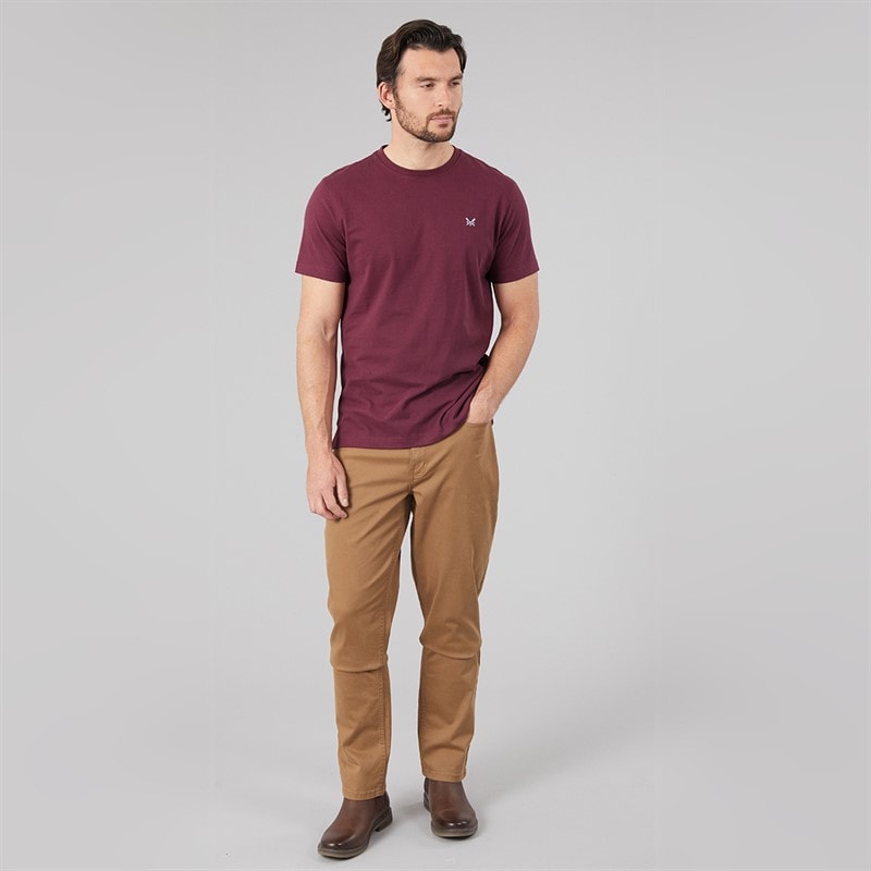 Mens Round Neck T-Shirt Mauve Wine - Image 4