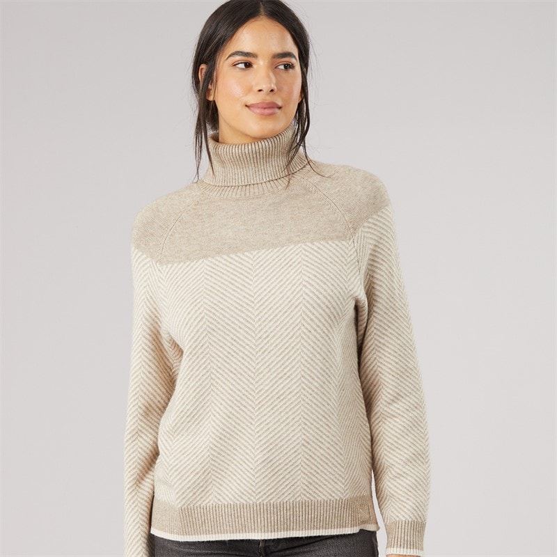 Crew Clothing Womens Jacquard Roll Neck Jumper Pumice Stone
