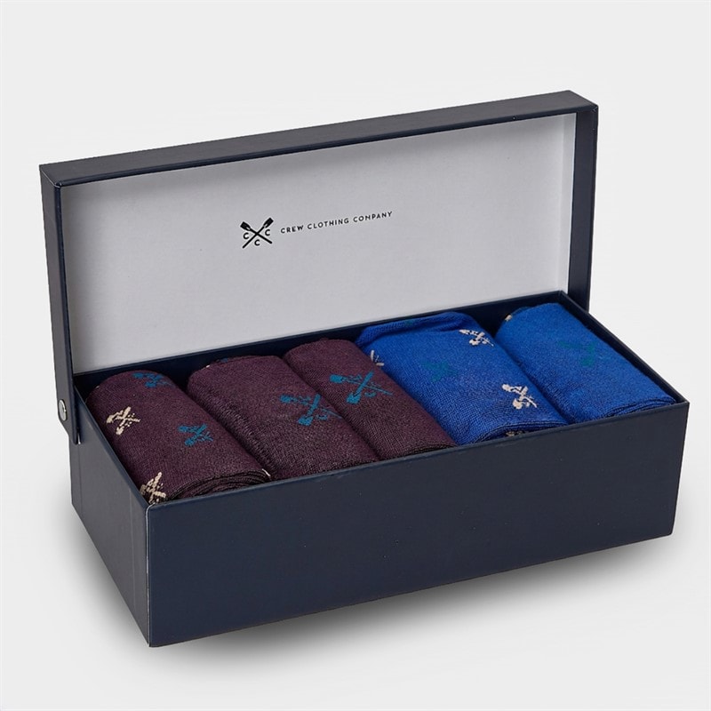 Mens Five Pack Crossed Oars Socks With Gift Box Mageta Purple/Dark Ultramarine - Image 2