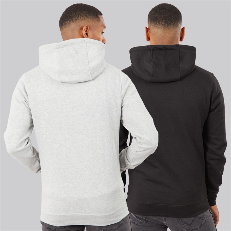 Mens Traymax Two Pack Hoodies Black/Grey Marl - Image 2