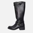 Womens Fillie Knee High Multi Buckle Boots Black