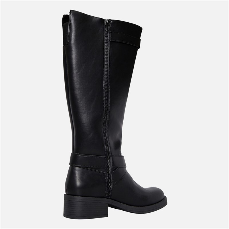 Womens Fillie Knee High Multi Buckle Boots Black - Image 4