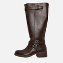 Womens Fillie Knee High Multi Buckle Boots Dark Brown