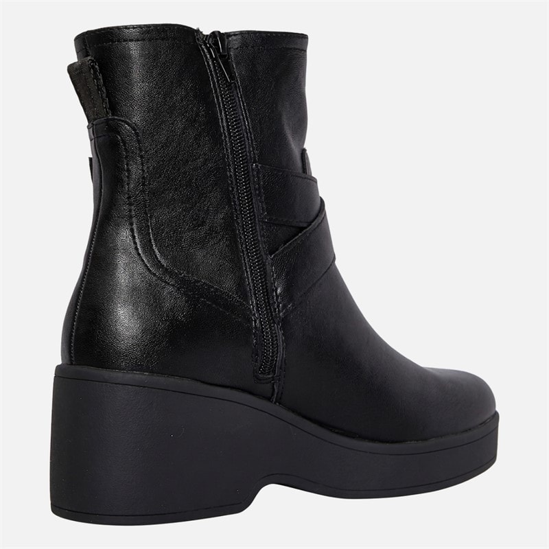 Womens Jimmy Wedge Buckle Boots Black - Image 5