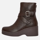 Womens Jimmy Wedge Buckle Boots Dark Brown