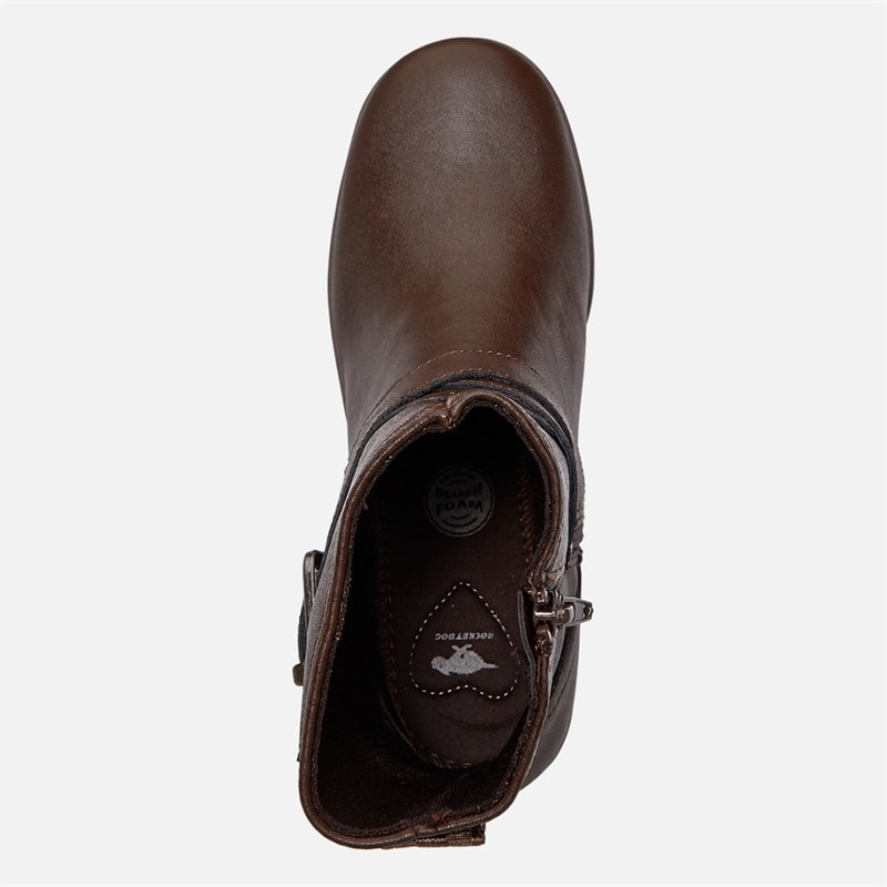 Womens Jimmy Wedge Buckle Boots Dark Brown - Image 4