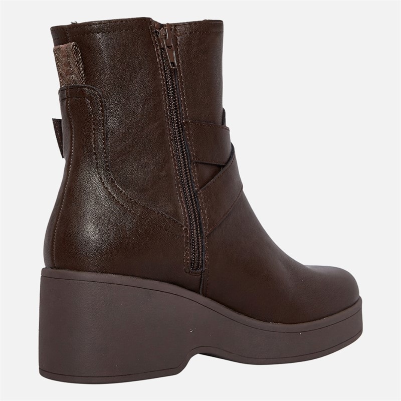 Womens Jimmy Wedge Buckle Boots Dark Brown - Image 5