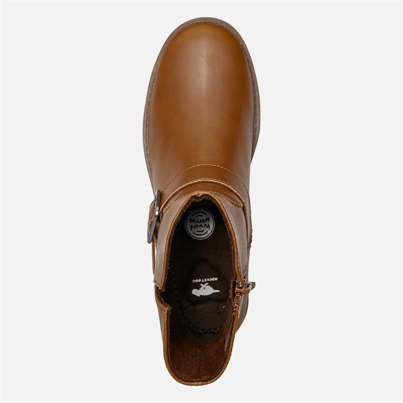 Womens Freddie Buckle Boots Cognac - Image 4