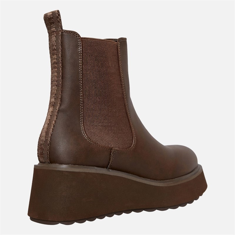 Womens Heyday Wedge Chelsea Boots Dark Brown - Image 5