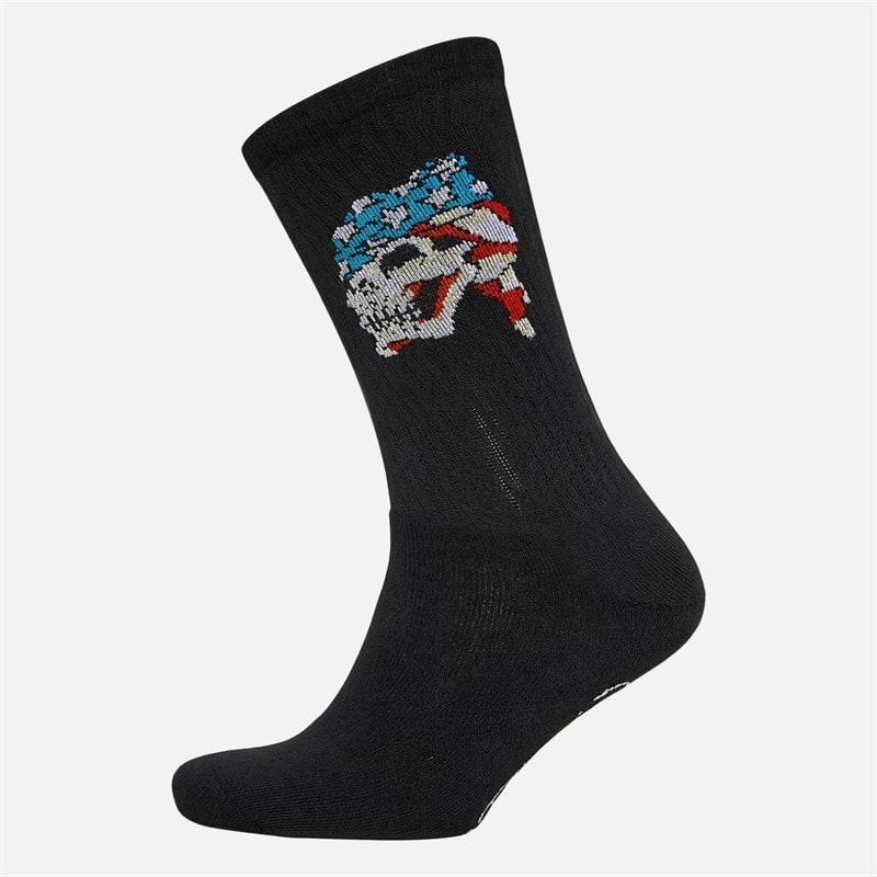 Mens Bonsall Five Pack Crew Socks Black - Image 4