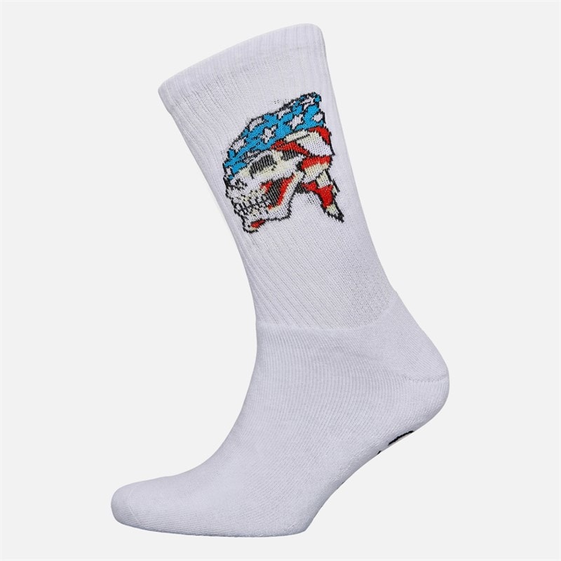 Mens Galado Five Pack Crew Socks White - Image 4