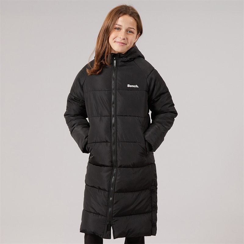 Girls Ryelle Hooded Maxi Length Puffer Coat Black - Image 3