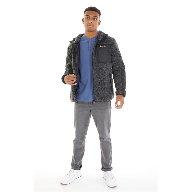 Mens Brecon Zip Through Sherpa Fleece Black Marl - Image 5