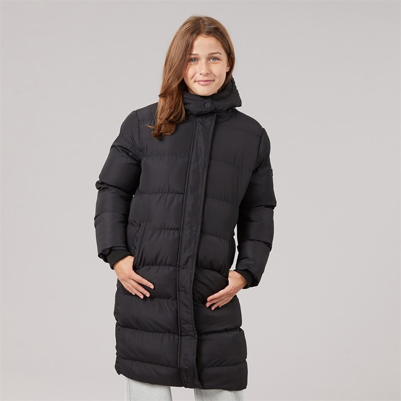 Girls Eualie Long Maxi Length Coat Black - Image 3