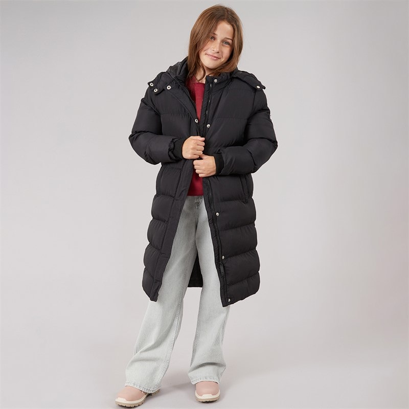 Girls Eualie Long Maxi Length Coat Black - Image 4
