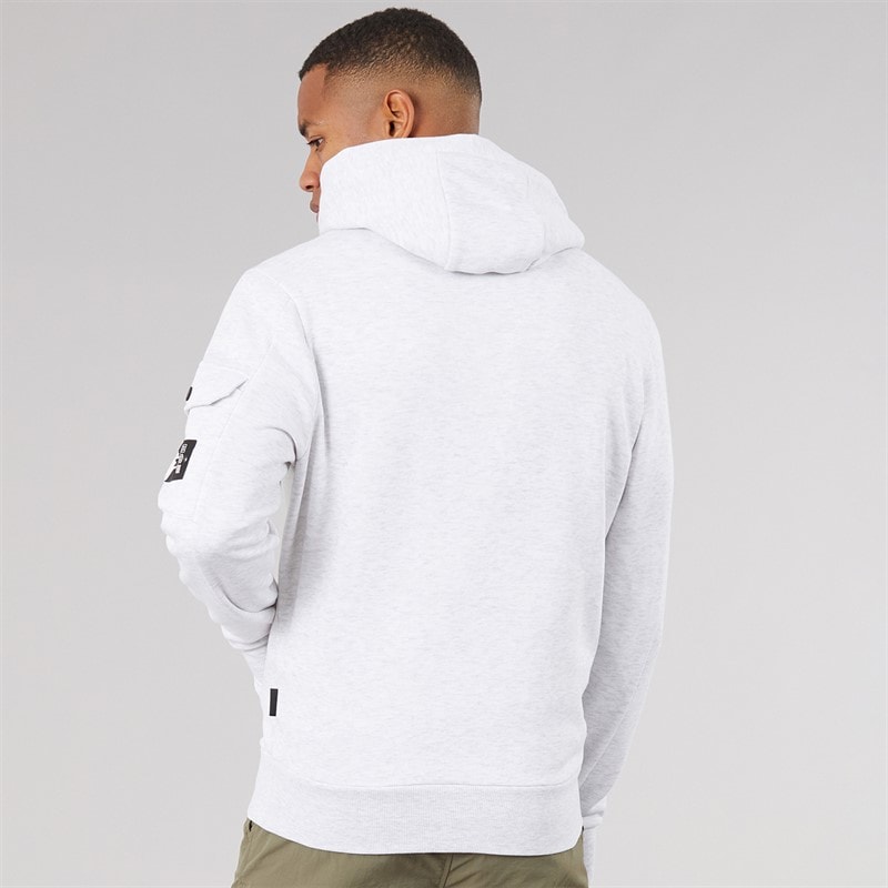 Mens Dimora Utility Hoodie Light Grey Marl - Image 2