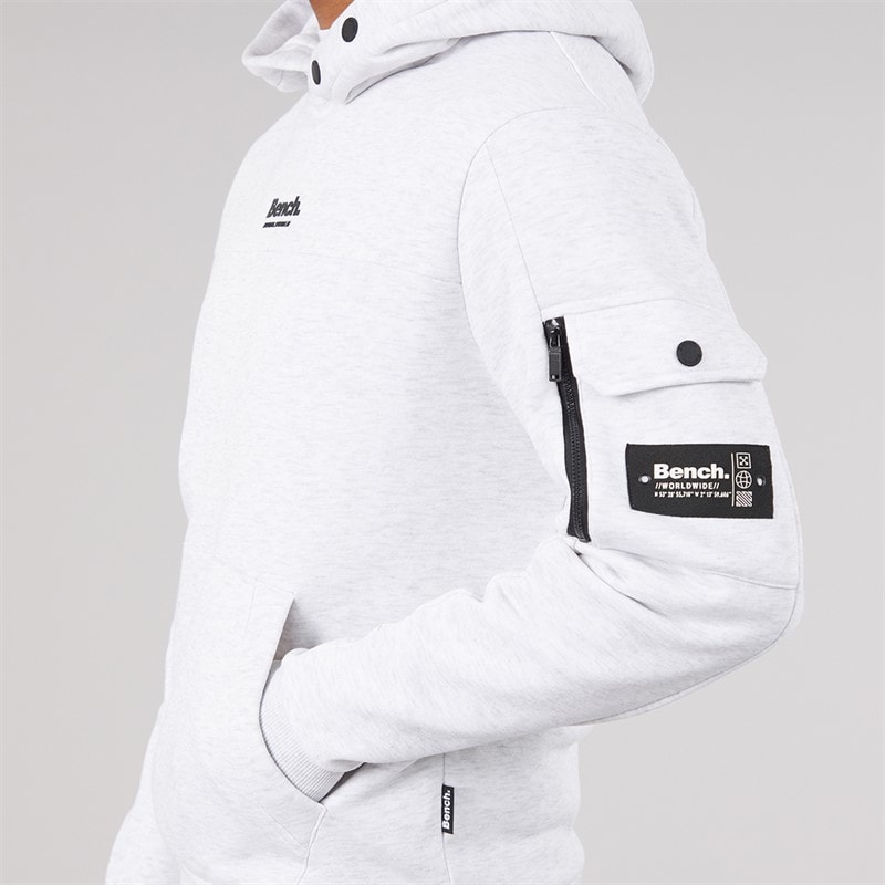 Mens Dimora Utility Hoodie Light Grey Marl - Image 3