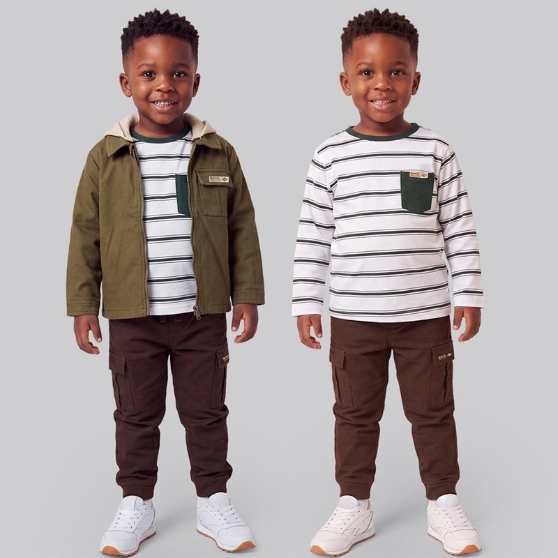 Boys Shacket Jeans And T-Shirt Set Green - Image 1