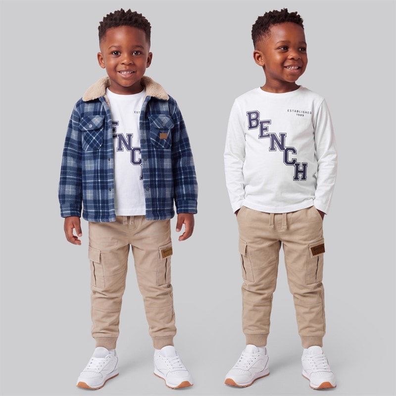 Boys Sherpa Shacket Cargo Trousers And T-Shirt Set | Navy - Image 1