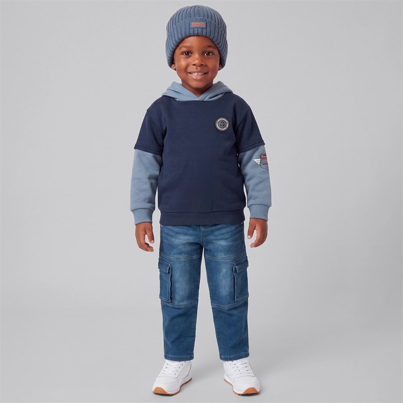Boys Hooded Sweatshirt Jeans And Beanie Set Blue - Image 1
