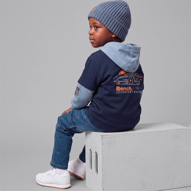 Boys Hooded Sweatshirt Jeans And Beanie Set Blue - Image 3