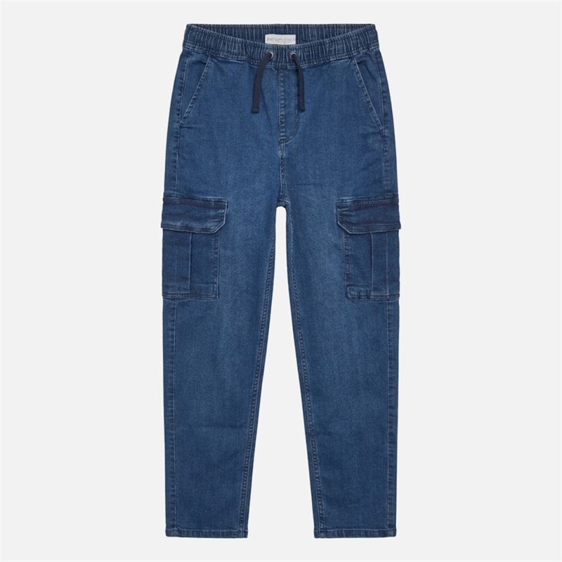 Bench Boys Outrider Denim Cargo Trousers Medium Blue Wash