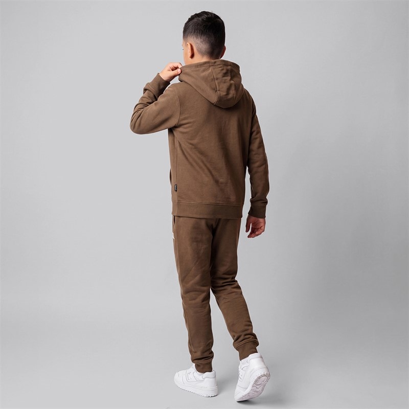 Boys Hysto Hoodie And Joggers Tracksuit Coffee Brown - Image 2