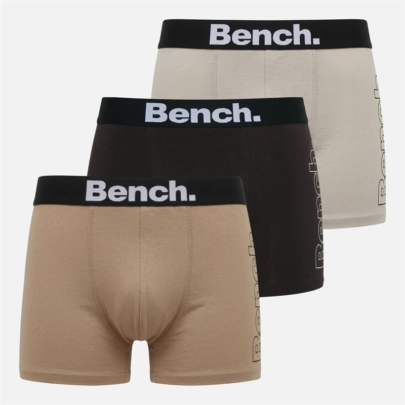 Bench Mens Aldama Three Pack Boxers Ground Coffee/Taupe/Stone Grey