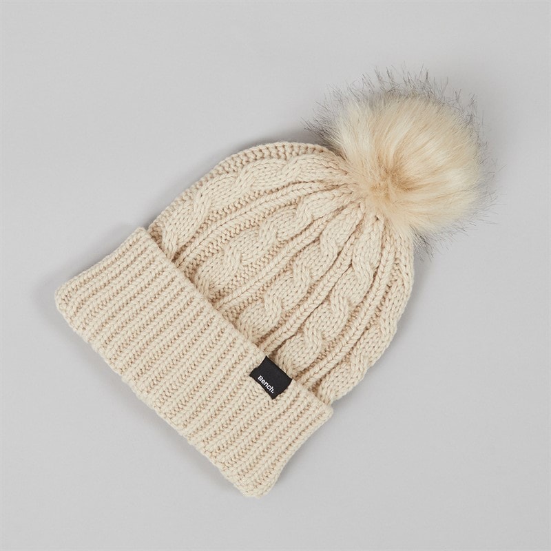 Bench Womens Cable Knit Hat Dark Chalk