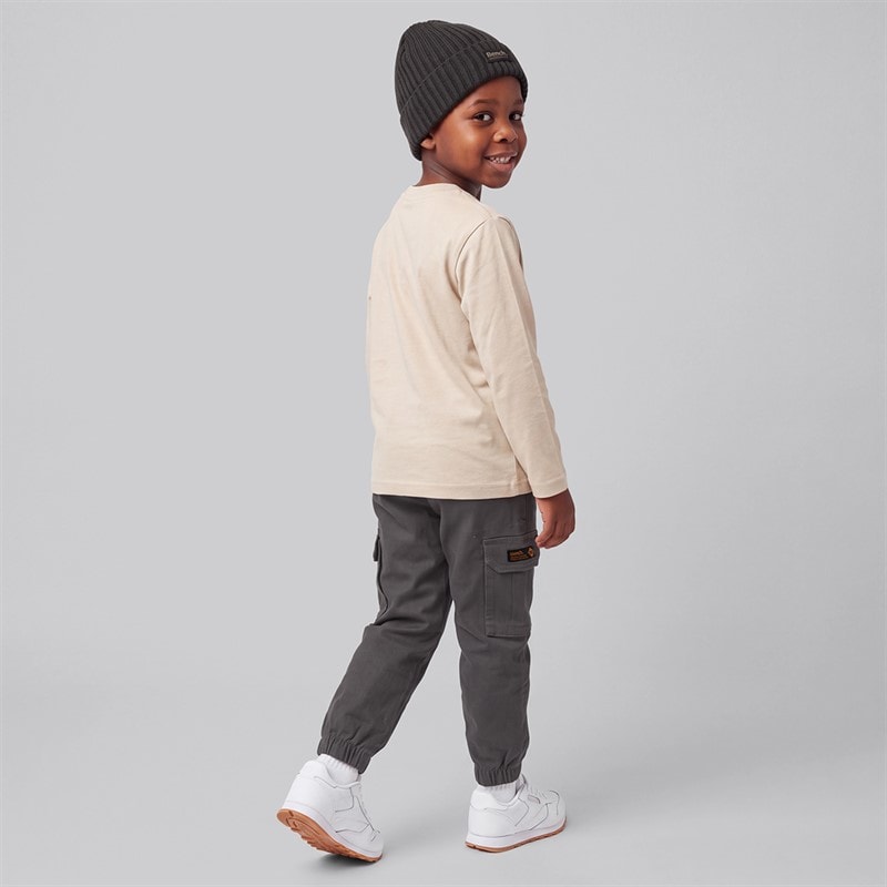 Boys Long Sleeve T-Shirt Cargo Trousers And Beanie Hat Grey - Image 2
