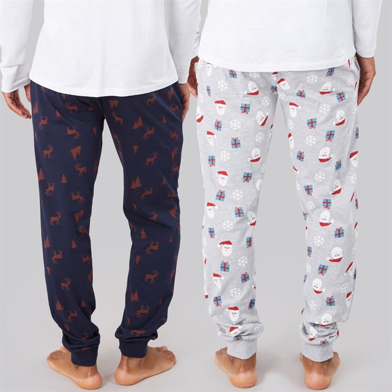 Mens Christmas Two Pack Lounge Joggers Multi - Image 2
