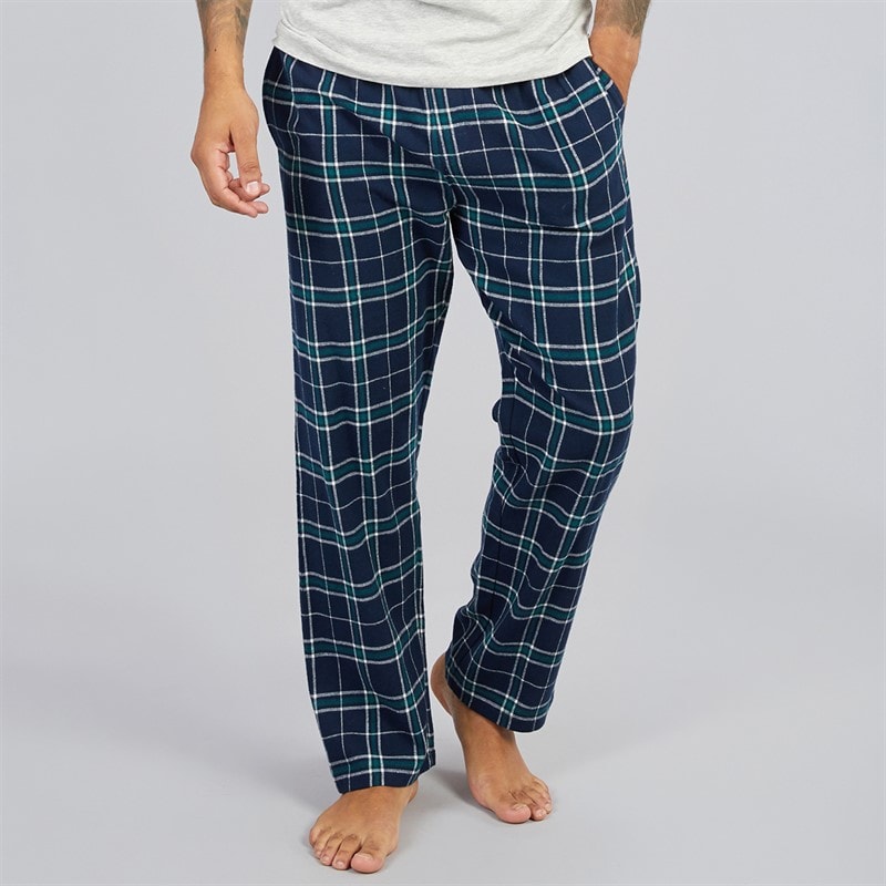Farah Mens Glegg Flannel Lounge Pants Navy/Teal Check