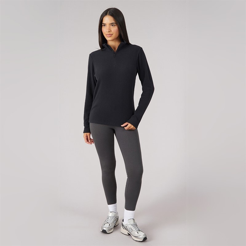 Womens 1/4 Zip Microfleece Top Black - Image 3
