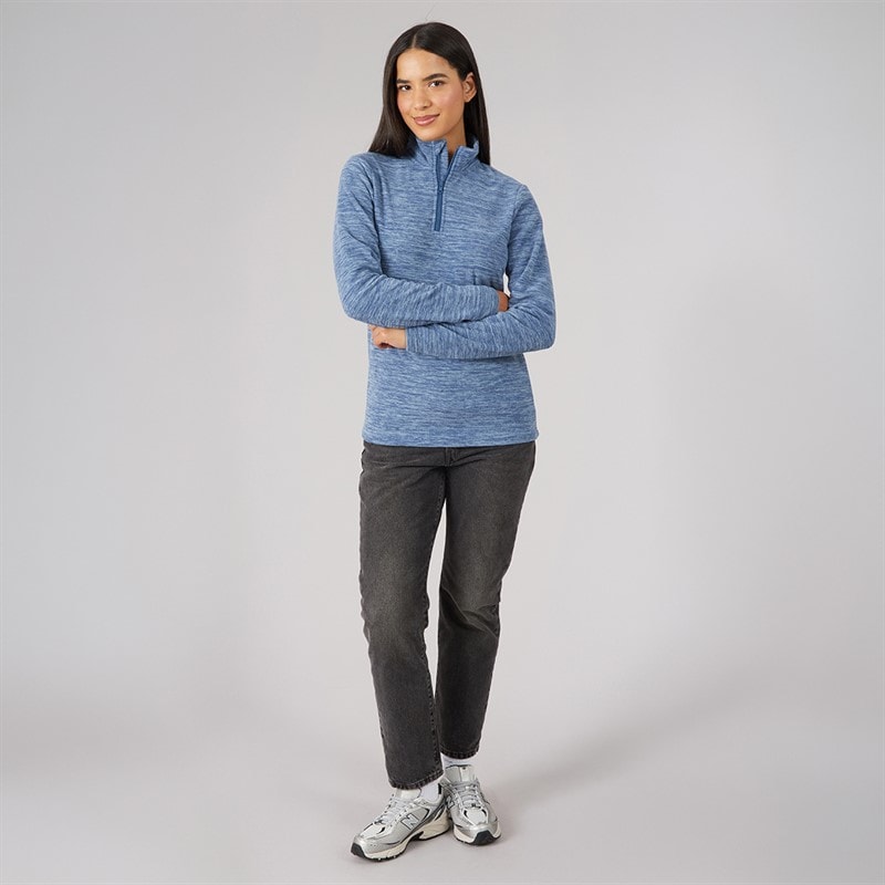 Womens 1/4 Zip Microfleece Top Blue - Image 3