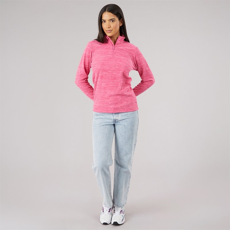 Womens 1/4 Zip Microfleece Top Maroon/Pink - Image 3